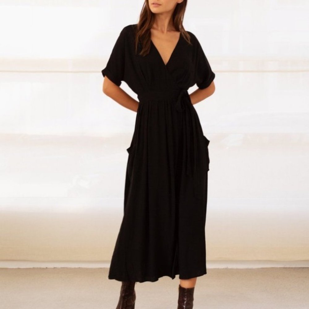 Modern Citizen Linen Blend Wrap Dress